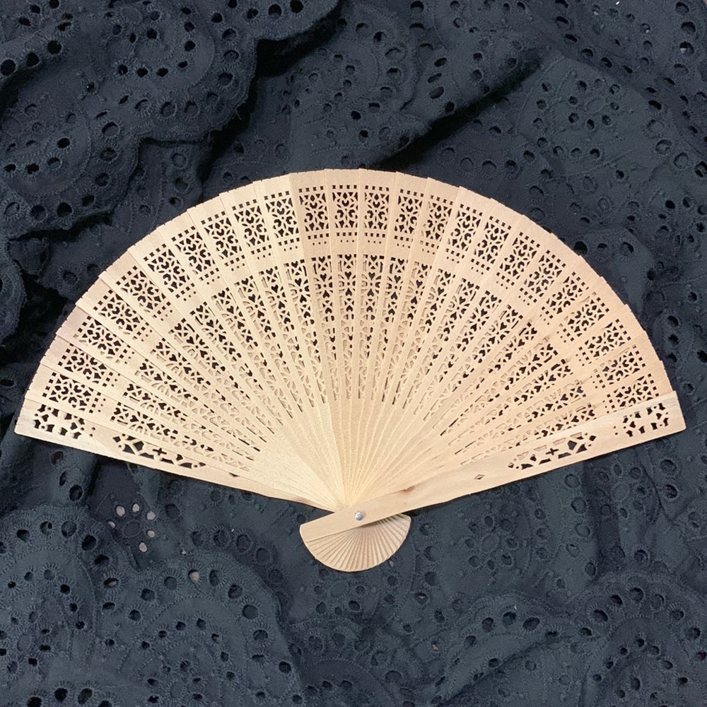 Intricate Vintage Wood Fashion Fan or Wall Decor
